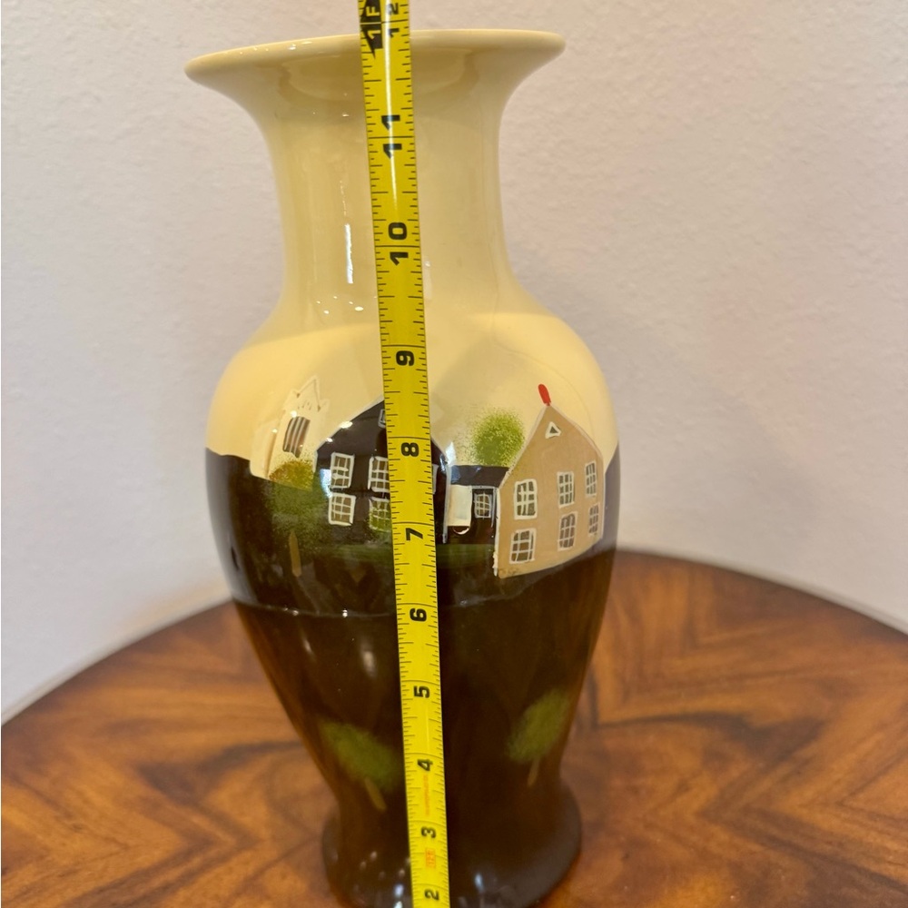 Vintage Hand-Painted Ceramic Vase with Folk Art Design 12” - Picture 11 of 16